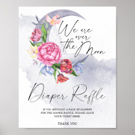 Póster Sobre la luna Baby Shower Diaper Raffle