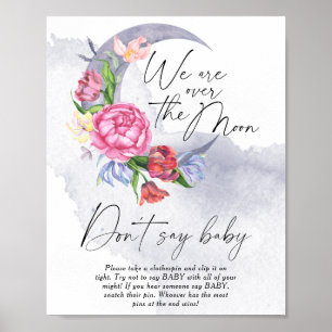 Póster Sobre la luna Baby Shower No digas bebé