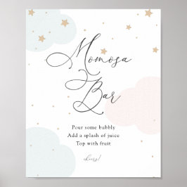 Póster Sobre la luna Estrella azul y rosa Momosa