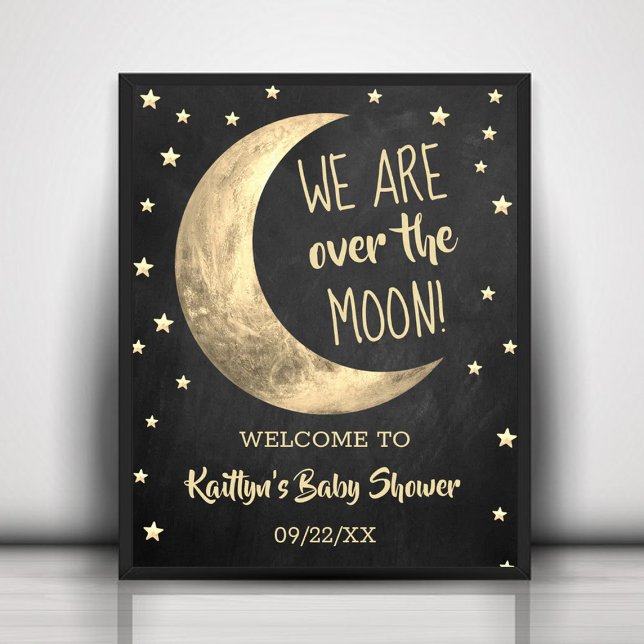 Póster Sobre la luna | Firma de bienvenida de Baby Shower (Subido por el creador)