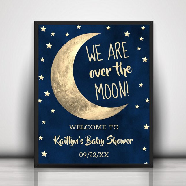 Póster Sobre la luna | Firma de bienvenida de Baby Shower (Subido por el creador)