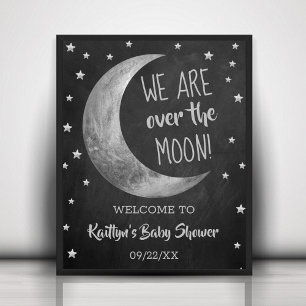 Póster Sobre la luna Firma de bienvenida de Baby Shower