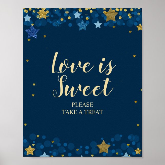 Póster Sobre la Luna la Marina Azul el amor Baby Shower e (Frente)