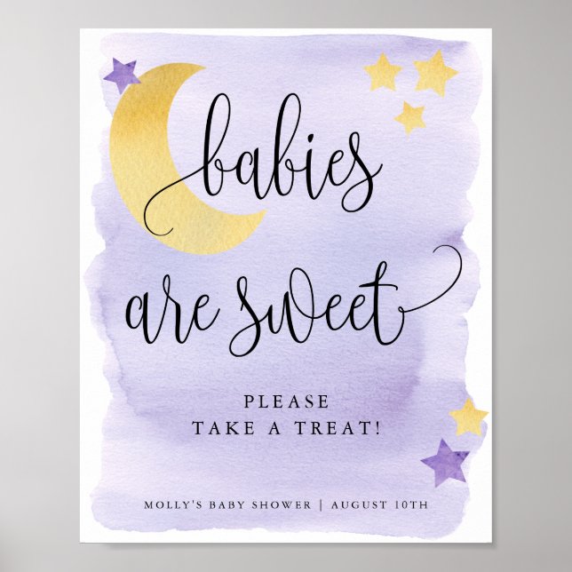 Póster Sobre la luna los bebés morados son dulces (Frente)