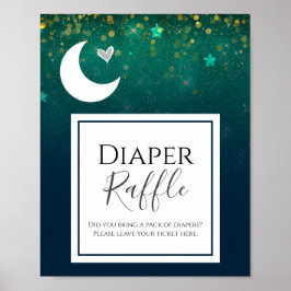 Póster Sobre la luna Rótulo Fiesta de pañales Baby Shower