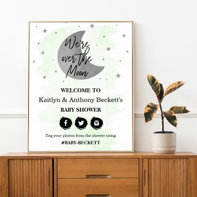 Póster Sobre la luna | Signo de bienvenida de Baby Shower (Subido por el creador)
