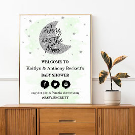 Póster Sobre la luna | Signo de bienvenida de Baby Shower