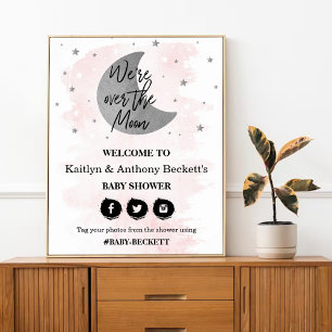 Póster Sobre la luna   Signo de bienvenida de Baby Shower