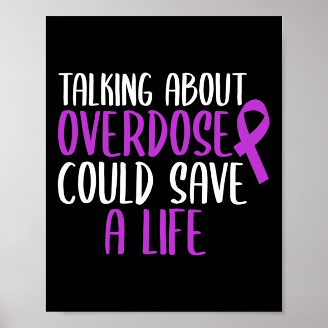 Póster Sobre la sobredosis podría salvar una vida lazo pú (Frente)
