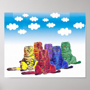 Póster Sobre los gatos arcoiris
