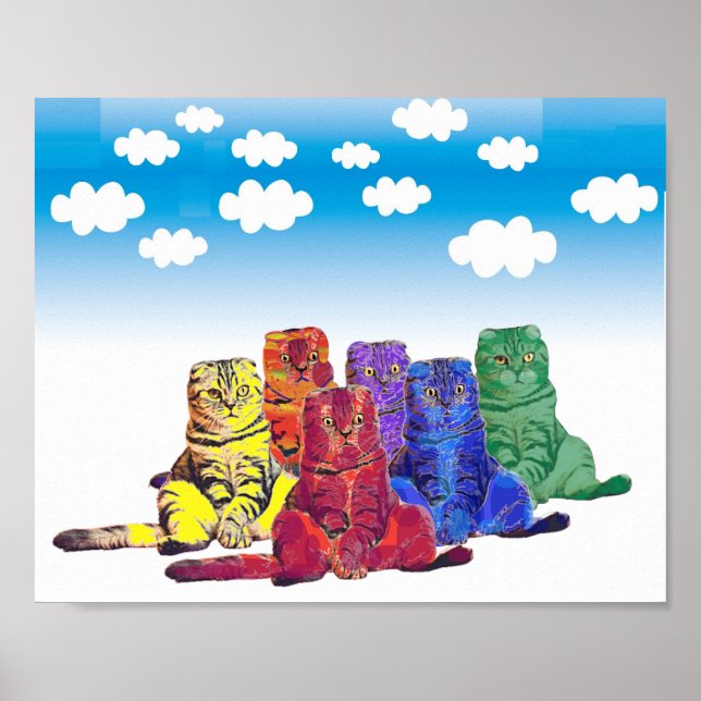 Póster Sobre los gatos arcoiris (Frente)