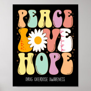 Póster Sobredosis de drogas Concienciación Paz Amor Esper
