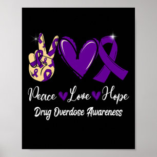 Póster Sobredosis de drogas Concienciación Paz Amor Esper