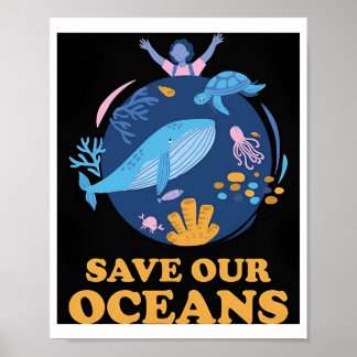 Póster Sobrepesca Salvar a nuestro Poster de los Océanos