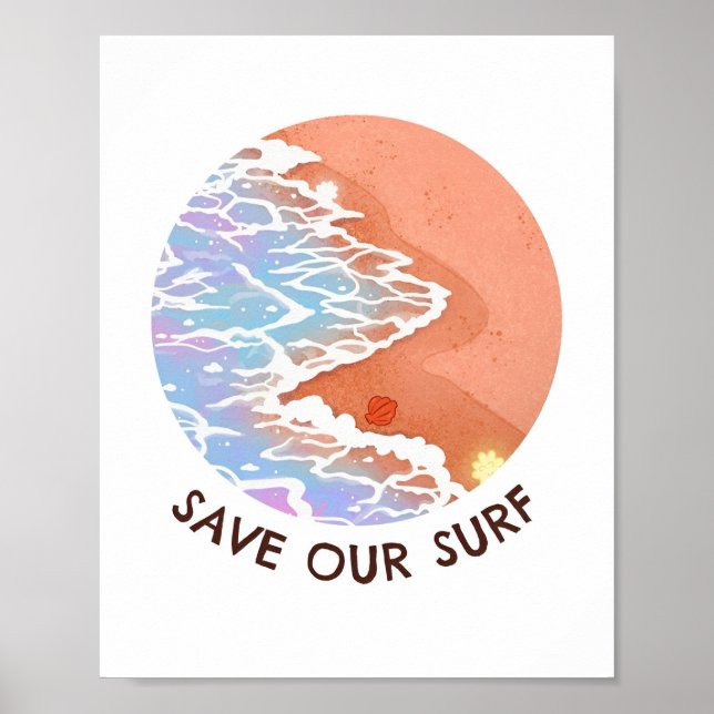 Póster Sobrepesca Salvar a nuestro Poster de Surf (Frente)