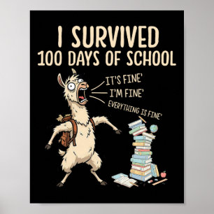 Póster Sobreviví 100 Días De Escuela Maestro Divertido 10