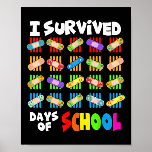 Póster Sobreviví 100 días de escuela maestros y niños Nd 