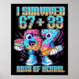 Póster Sobreviví 67 33 Días De Escuela Divertido 100º Día