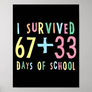 Póster Sobreviví 67 + 33 Días De Escuela Matemáticas Del