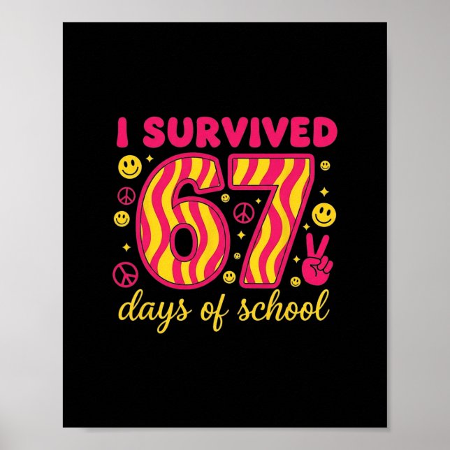 Póster Sobreviví 67 Días De Escuela 100 Días Brainrot Sei (Frente)