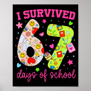 Póster Sobreviví 67 Días De Escuela Camuflaje Divertido N