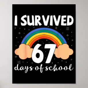 Póster Sobreviví 67 Días De Escuela Chistoso Meme Estudia