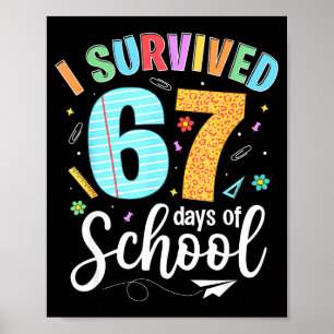 Póster Sobreviví 67 Días De Escuela Chistoso Meme Maestro