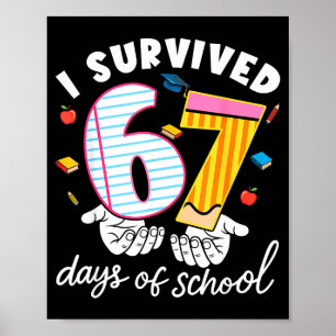 Póster Sobreviví 67 Días De Escuela Divertido Meme Genial