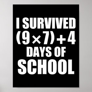 Póster Sobreviví 67 Días De Escuela Ecuación Matemática