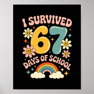 Póster Sobreviví 67 Días De Escuela Gen Alpha Slang Retro