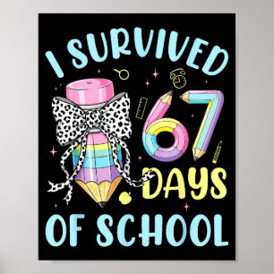 Póster Sobreviví 67 Días De Escuela Lindo Lápiz Pastel Bo