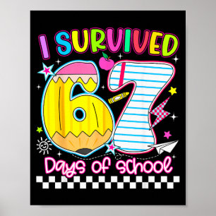 Póster Sobreviví 67 Días De Escuela Meme Divertido Chico 