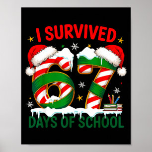 Póster Sobreviví 67 Días Escuela Navidad Meme 100º Día