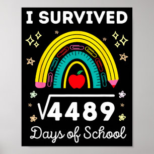 Póster Sobreviví 67 días raíz cuadrada de escuela Mem div