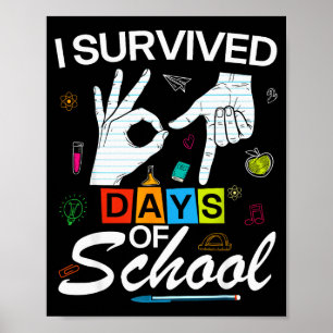 Póster Sobreviví 6 7 Días De Escuela Con Manos Chiste Div
