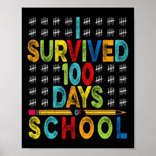 Póster Sobreviví A 100 Días De Colegio 100 Día De Escuela