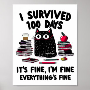 Póster Sobreviví A 100 Días Escolares De Niños Maestros 1