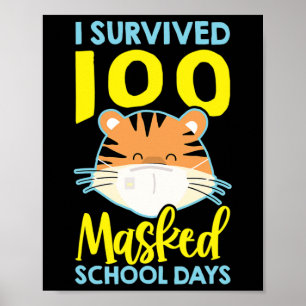 Póster Sobreviví A 100 Días Escolares Enmascarados - 100 