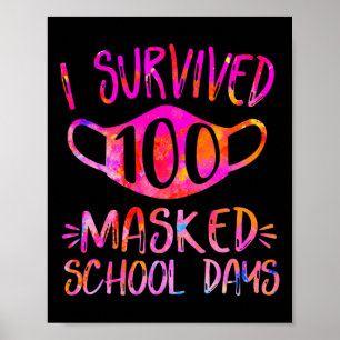 Póster Sobreviví a 100 días escolares enmascarados, estud