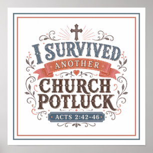 Póster Sobreviví a Otro Potluck de la Iglesia Frases Dive