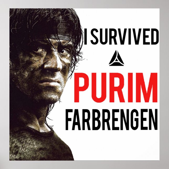 Póster Sobreviví a un Purim Farbrengen (Frente)