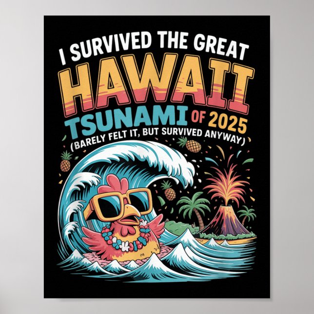Póster Sobreviví Al Gran Tsunami De Hawái De 2025 Gracios (Frente)