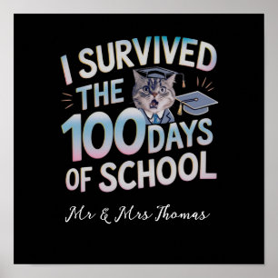 Póster Sobreviví los 100 días de escuela - Celebrar 100 