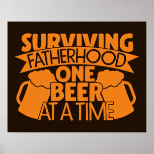 Póster Sobreviviendo a la paternidad una cerveza a la vez