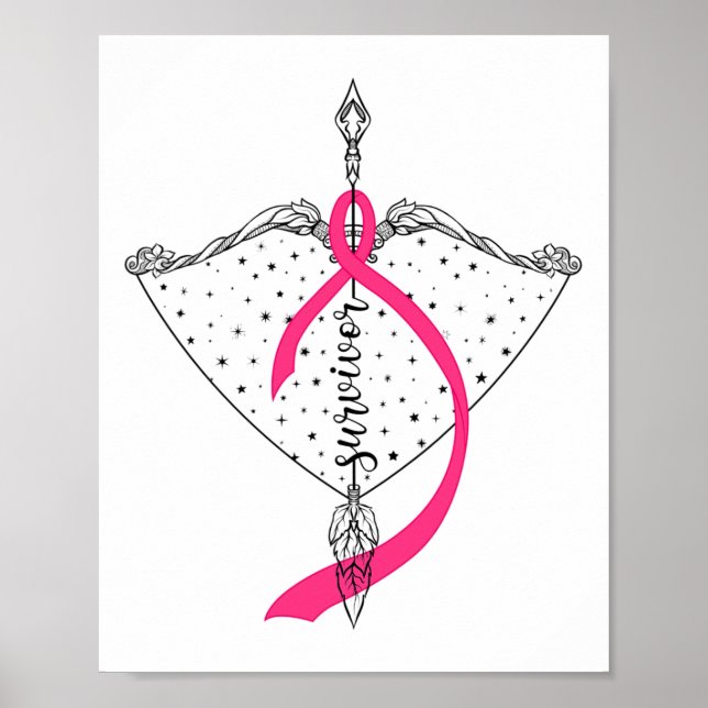 Póster Sobreviviente Bow Arrow Warrior Hope Pink Ribbon B (Frente)