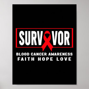 Póster Sobreviviente de cáncer de sangre - Cinta roja con