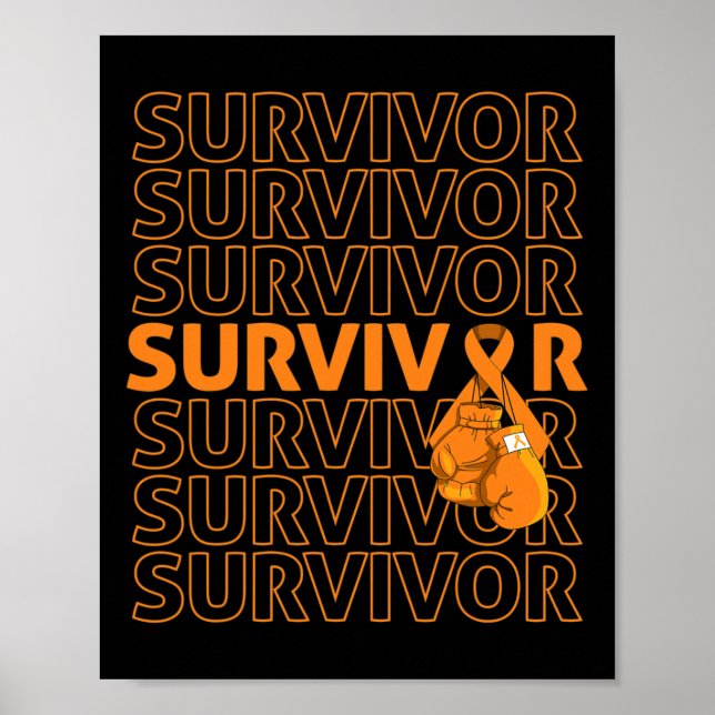 Póster Sobreviviente de la leucemia Naranja Cinta Boxing  (Frente)