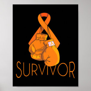 Póster Sobreviviente de la leucemia Naranja Cinta Boxing