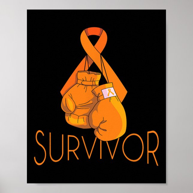 Póster Sobreviviente de la leucemia Naranja Cinta Boxing  (Frente)