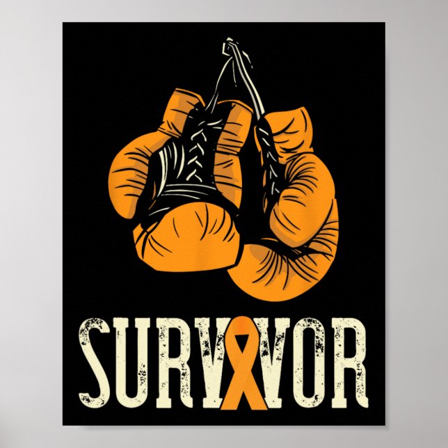 Póster Sobreviviente de leucemia Naranja de boxeo Cinta L (Frente)